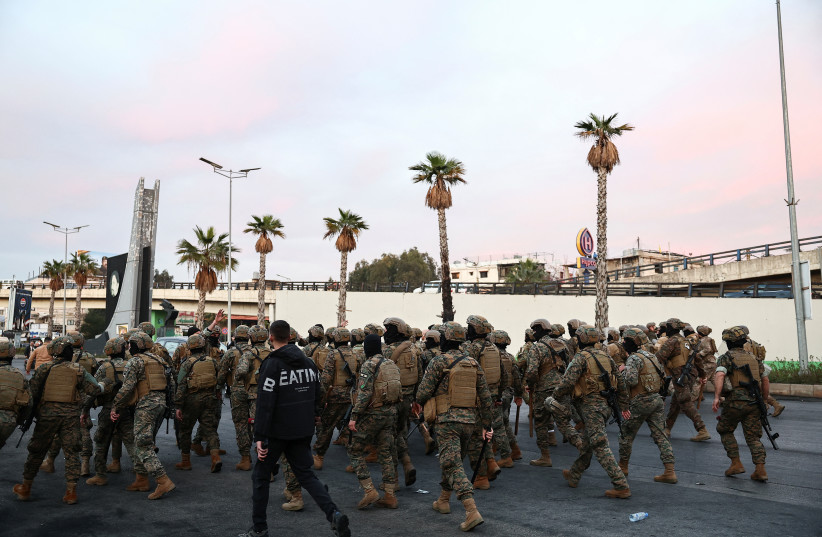 Members of the Lebanese army walk near Beirut international airport, Lebanon, February 15, 2025 (credit: REUTERS/EMILIE MADI)
