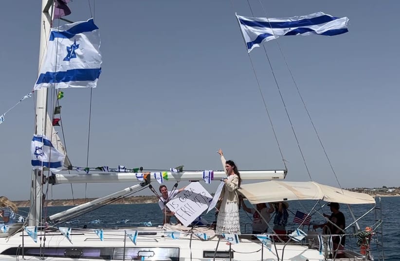 Israeli activists on board one of the vessels of the Israeli 'Hasbara' flotilla. May 17, 2026. (credit: SAM HALPERN) Israeli activists on board one of the vessels of the Israeli 'Hasbara' flotilla. May 17, 2026. (credit: SAM HALPERN)