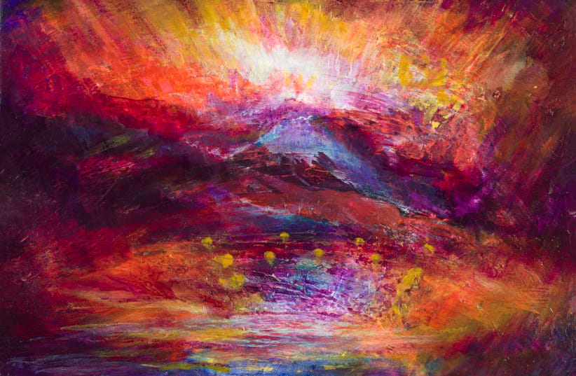 &lsquo;Keter Aish HaTorah,&rsquo; mixed media on canvas, 160 cm x 120 cm. (credit: Photos: Courtesy Yoram Raanan)