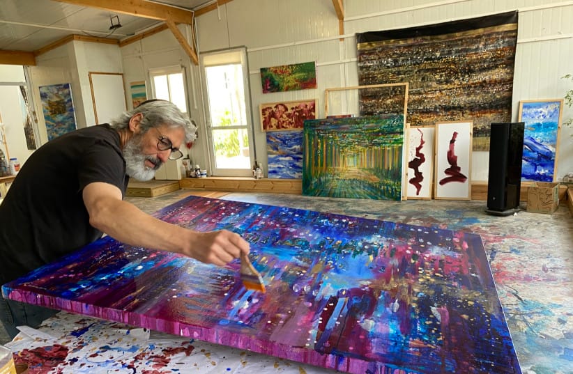 Yoram Raanan in his studio. The Raanan studio in Beit Meir welcomes collectors and visitors to experience the works within the atmosphere in which they were created.  (credit: Photos: Courtesy Yoram Raanan)