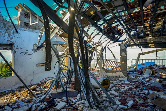 A view of a house damaged by a missile fired by Hezbollah from Lebanon in Misgav Am in northern Israel, May 1, 2026. (Credit: MICHAEL GILADI/FLASH90)