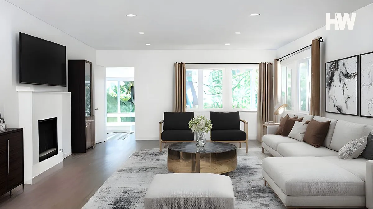 Virtually staged living room