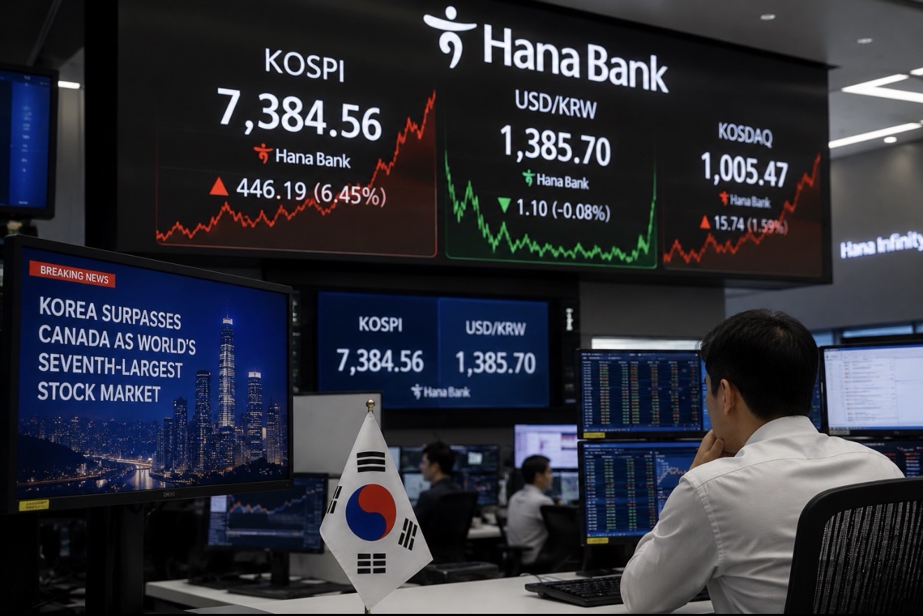 South Korea Overtakes Canada to Become World’s Seventh-Largest Stock Market