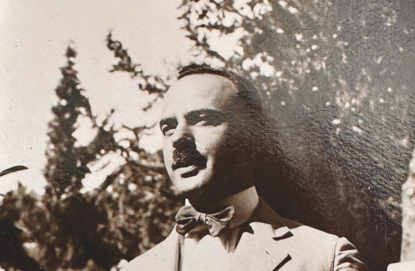 From the album, this photograph shows A.O. Freedman donning a bow tie. (credit: Courtesy Tower of David Jerusalem Museum) From the album, this photograph shows A.O. Freedman donning a bow tie. (credit: Courtesy Tower of David Jerusalem Museum)