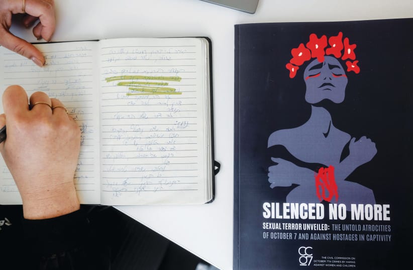 The comprehensive 298-page document details the sexual terror committed on and after Oct. 7– central to Hamas’s war strategy. (credit: NIR LOTEM/REUTERS) The comprehensive 298-page document details the sexual terror committed on and after Oct. 7– central to Hamas’s war strategy. (credit: NIR LOTEM/REUTERS)