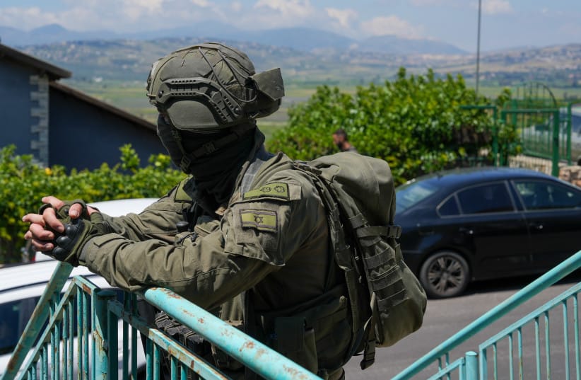 Israeli security forces at the scene where a house was hit by an explosive drone launched by Hezbollah from Lebanon in Metula near the Israeli-Lebanese border, May 25, 2026. (credit: AYAL MARGOLIN/FLASH90)