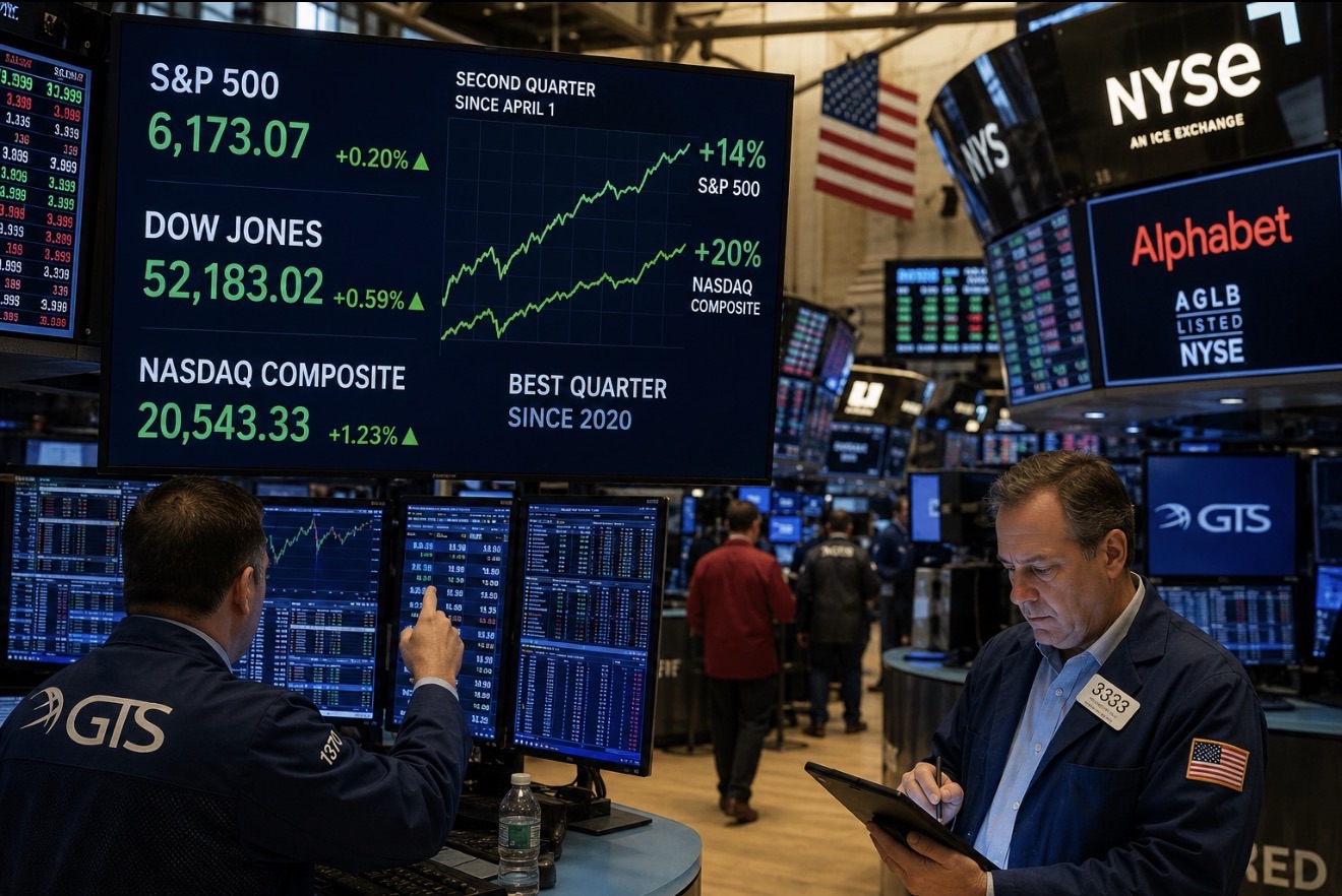 Tech Lifts Dow, S&P. 500 and Nasdaq Tuesday in Best Quarter Since 2020