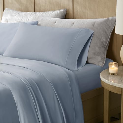 Harbor House Cooling Stretch Jersey Bed Sheets &ndash; Queen Size, Blue &ndash; Cool-Touch Nylon Blend, Moisture-Wicking & Breathable for Hot Sleepers, Deep Pocket, Soft & Stretchy 4-Piece Sheet Set