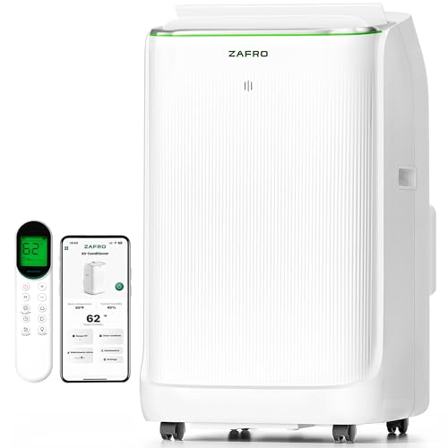 ZAFRO Smart Inverter Portable Air Conditioners, 16000 BTU (12000 BTU SACC) Dual Hose Portable AC Unit with Energy Saving/Ultra Quiet(38dB Upgraded)/Drainage-free Cool/APP/Remote for Multi-Scenario Use