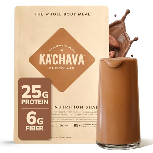 Ka&rsquo;Chava Whole Body Meal Shake Chocolate 2 lb &ndash; Vegan Protein Powder with 85+ Superfoods & Greens &ndash; Plant-Based Meal Replacement with Probiotics & Digestive Enzymes &ndash; Gluten & Dairy Free (15 Servings)