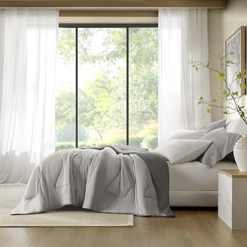 Harbor House Cooling Reversible Tencel Comforter Blanket &ndash; Full/Queen Size, Cool-Touch Nylon Blend, Moisture-Wicking & Breathable for Hot Sleepers, Gray/Charcoal, 90x94 Inches