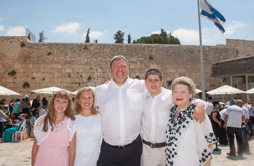 Laura Stein&rsquo;s son makes his Bar Mitzvah at the Wall (credit: Courtesy of Laura Stein)