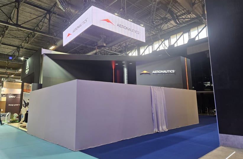 Aeronautic's booth at Eurosatory 2026, blocked off by the French (credit: Courtesy) Aeronautic's booth at Eurosatory 2026, blocked off by the French (credit: Courtesy)