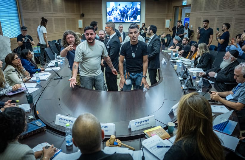 Combat veterans suffering from PTSD react during a House committee meeting at the Knesset, the Israeli Parliament in Jerusalem on, July 9, 2026. (credit: YONATAN SINDEL/FLASH90) Combat veterans suffering from PTSD react during a House committee meeting at the Knesset, the Israeli Parliament in Jerusalem on, July 9, 2026. (credit: YONATAN SINDEL/FLASH90)