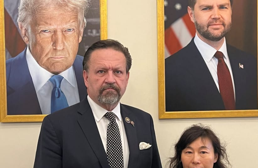 Dr. Yufang Rong, the wife of Dr. Youlin Chen, an American seismologist held for nearly two years by China, stands with Sebastian Gorka, deputy national security advisor to US President Donald Trump, in this undated photograph provided on July 13, 2026. (credit: Eric Lebson/Handout via REUTERS) Dr. Yufang Rong, the wife of Dr. Youlin Chen, an American seismologist held for nearly two years by China, stands with Sebastian Gorka, deputy national security advisor to US President Donald Trump, in this undated photograph provided on July 13, 2026. (credit: Eric Lebson/Handout via REUTERS)