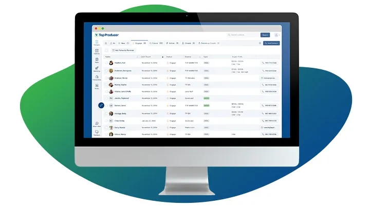 Computer screen displaying the Top Producer interface.