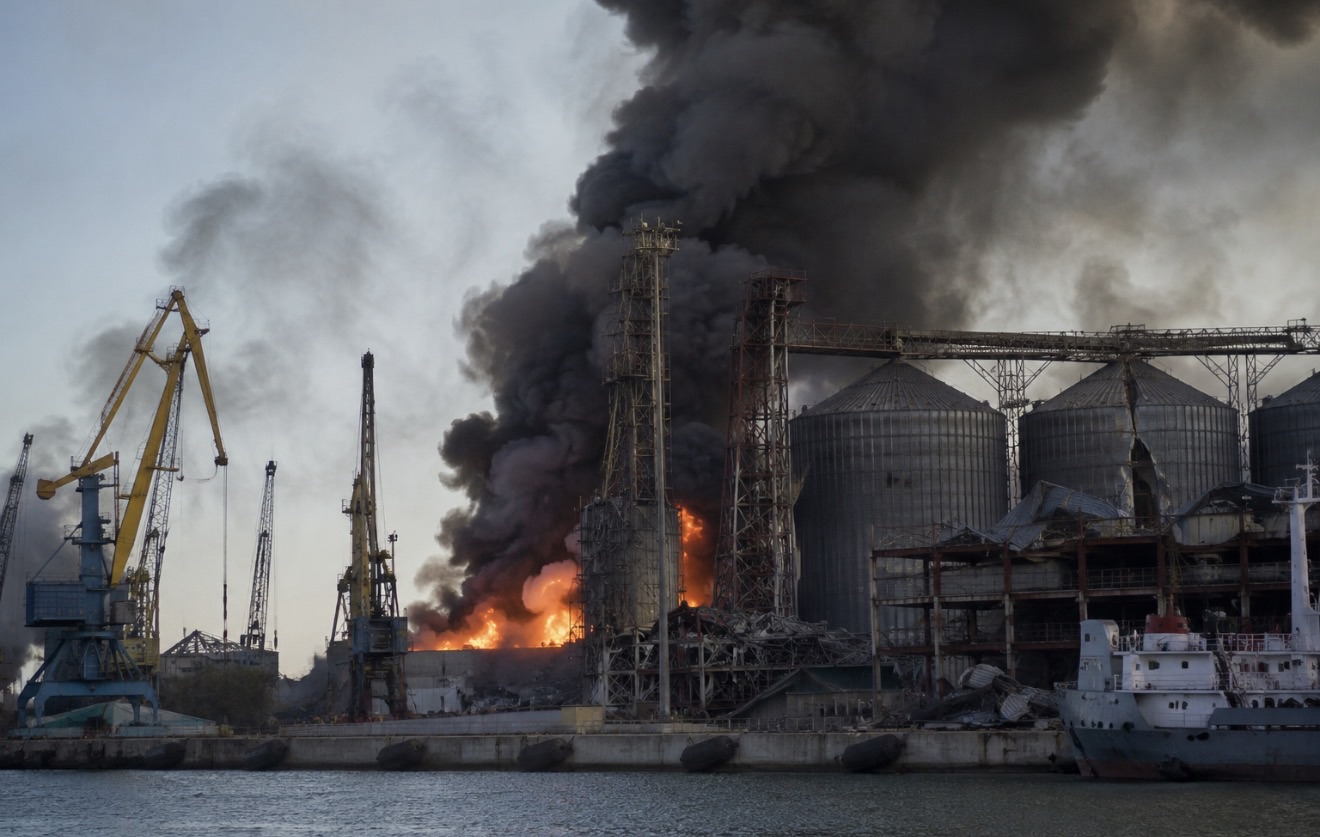 Russian Strikes on Odesa Choke Ukraine’s Grain Exports