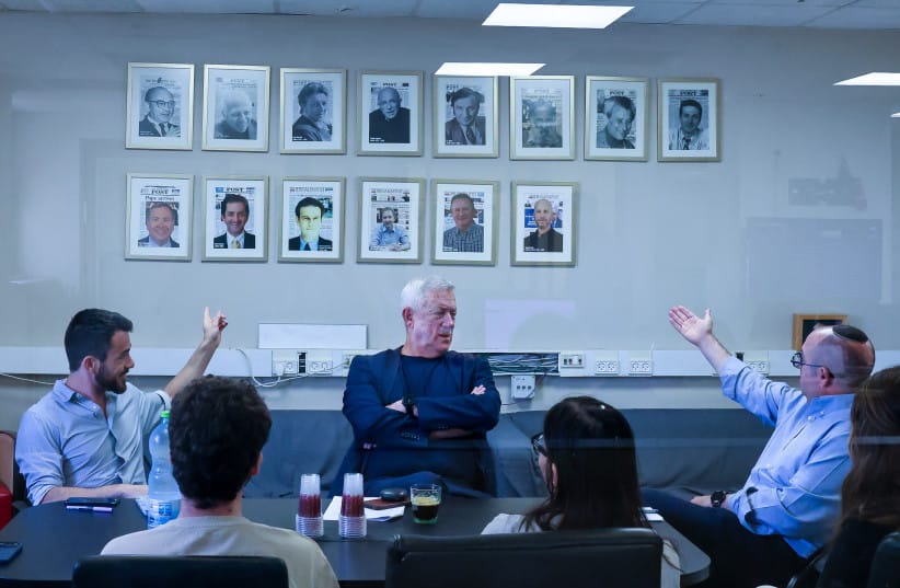Benny Gantz meets with Jerusalem Post staff, August 3, 2026. (credit: Marc Israel Sellem/Jerusalem Post) Benny Gantz meets with Jerusalem Post staff, August 3, 2026. (credit: Marc Israel Sellem/Jerusalem Post)