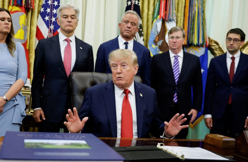 US President Donald J. Trump makes an announcement on healthcare in the Oval Office at the White House in Washington, DC, US, September 18, 2026.  (credit: REUTERS/Evan Vucci)