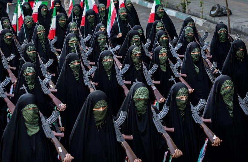 Military forces of the Islamic Republic of Iran conduct street parades and provide military training to supporters in preparation for a potential conflict with the United States and Israel on September 18, 2026 in Tehran, Iran. (credit: Meghdad Madadi ATPImages/Getty Images)