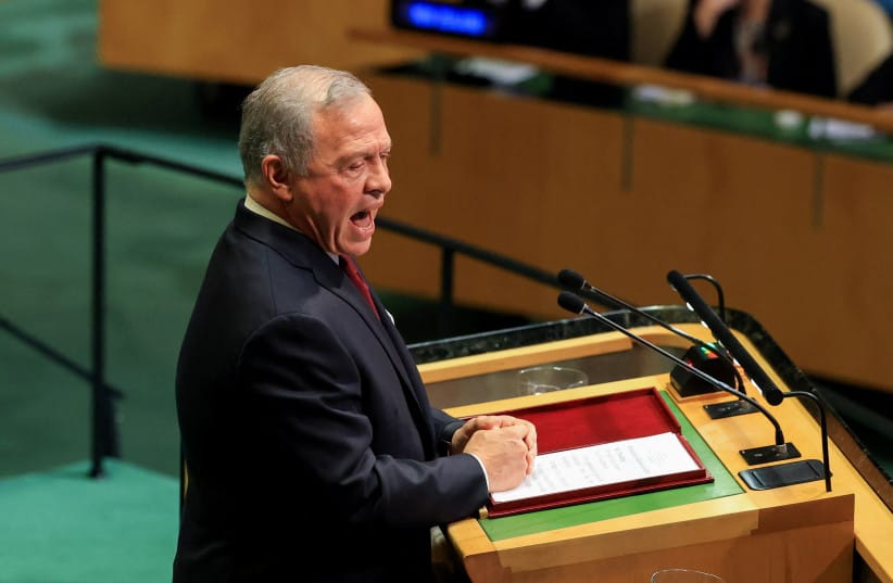 Jordan's King Abdullah II addresses the 81st United Nations General Assembly at UN headquarters in New York City, US, September 22, 2026. (credit: REUTERS/BRENDAN MCDERMID) Jordan's King Abdullah II addresses the 81st United Nations General Assembly at UN headquarters in New York City, US, September 22, 2026. (credit: REUTERS/BRENDAN MCDERMID)