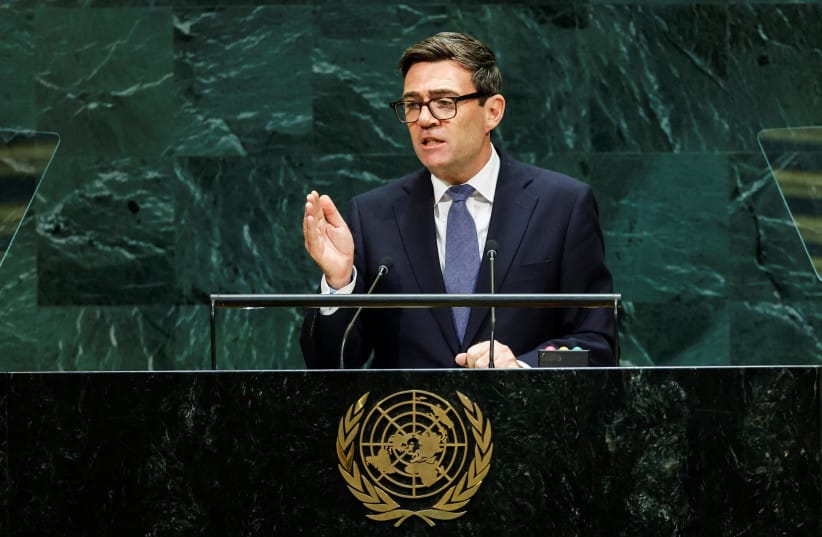 British Prime Minister Andy Burnham addresses the 81st United Nations General Assembly at UN headquarters in New York City, US, September 22, 2026. (credit: REUTERS/EDUARDO MUNOZ) British Prime Minister Andy Burnham addresses the 81st United Nations General Assembly at UN headquarters in New York City, US, September 22, 2026. (credit: REUTERS/EDUARDO MUNOZ)