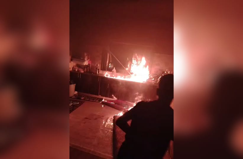 A Palestinian home is seen set ablaze during a riot by Jewish extremist settlers, in the West Bank, September 29, 2026 (credit: SCREENSHOT/VIA SECTION 27A OF THE COPYRIGHT ACT)