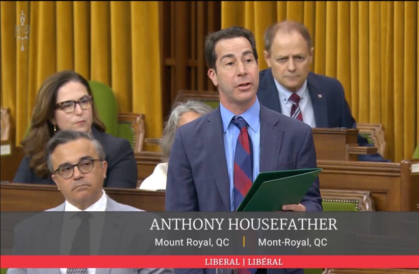 Anthony Housefather, a member of Canada’s parliament representing a Montreal riding, speaks out against rising antisemitism in parliament in Ottawa, June 4, 2024. (credit: Office of Anthony Housefather/screenshot)