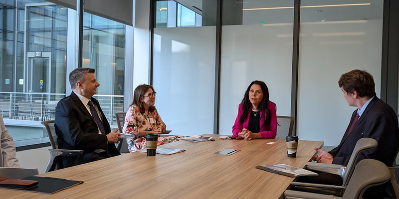 California Assemblymember Blanca Rubio (D-Baldwin Park), Chair of the California Moderate Democratic Caucus, meets with Marc Selvitelli, CEO Commercial Real Estate Development Association, and Becky Rios, Edgewood Realty, during the California Commercial Real Estate Summit organized by CREDA California and CBPA.