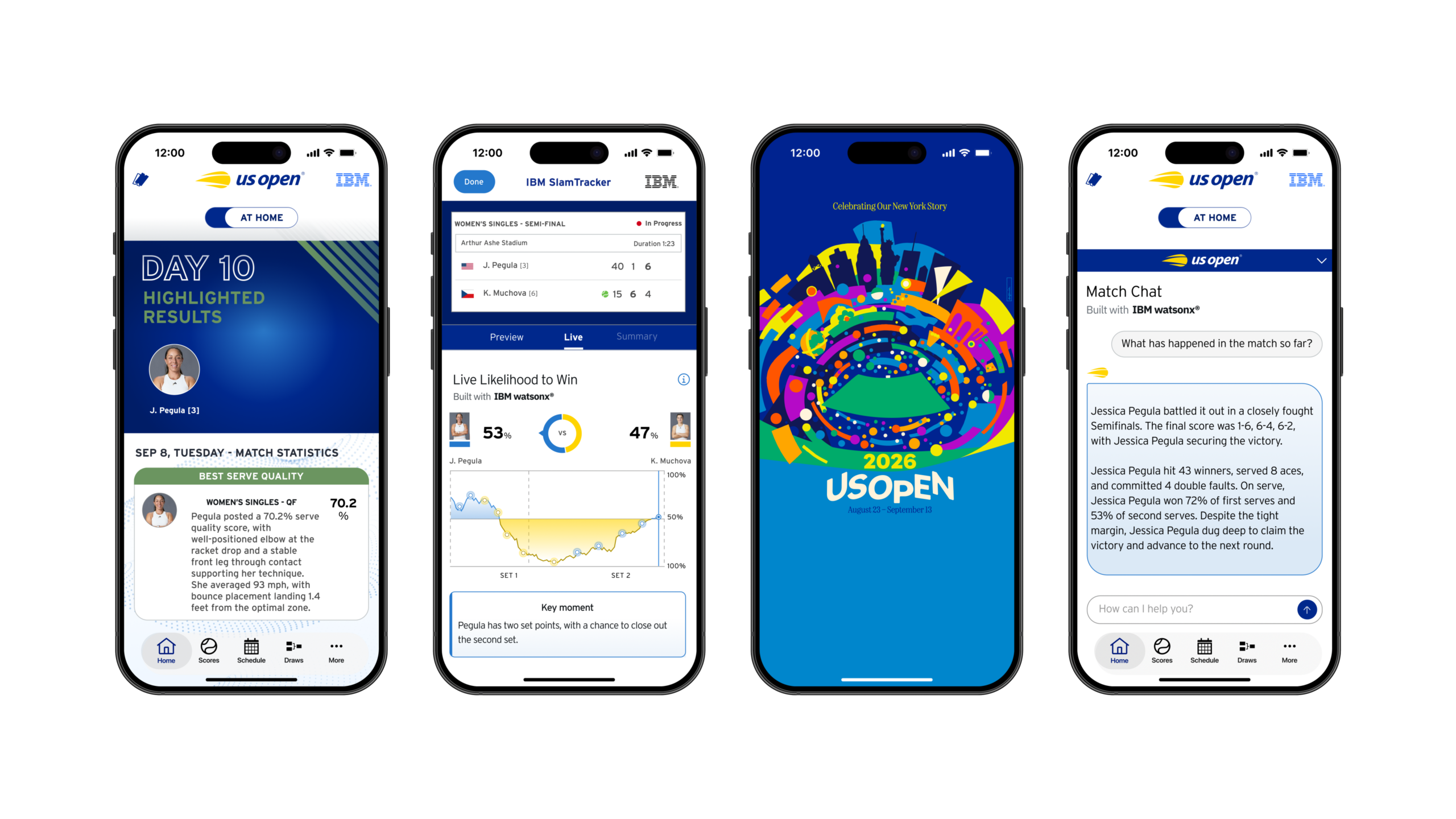 An example of the serve quality feature and other 2026 additions to the US Open app.