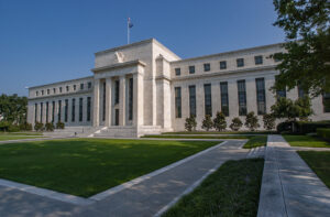 Archive exterior view of the Federal Reserve's Eccles Building in Washington.