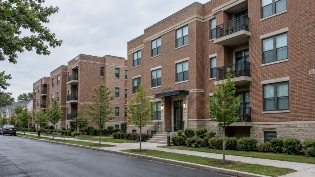 Generic modest New Jersey apartment buildings