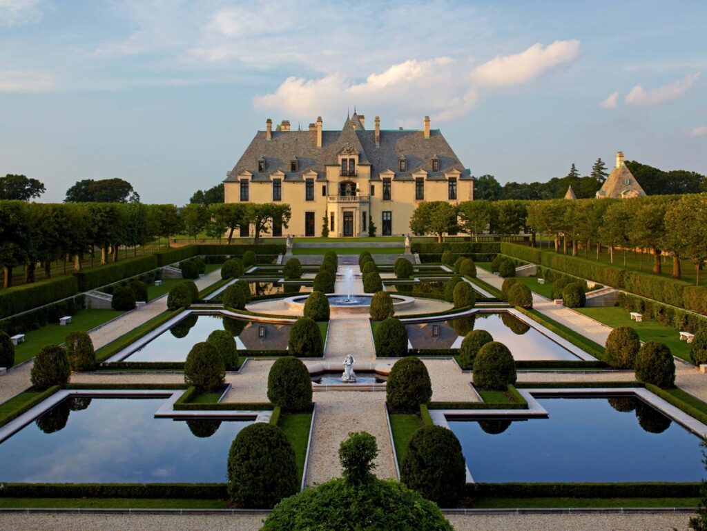 Oheka Castle and its formal gardens in Huntington, Long Island