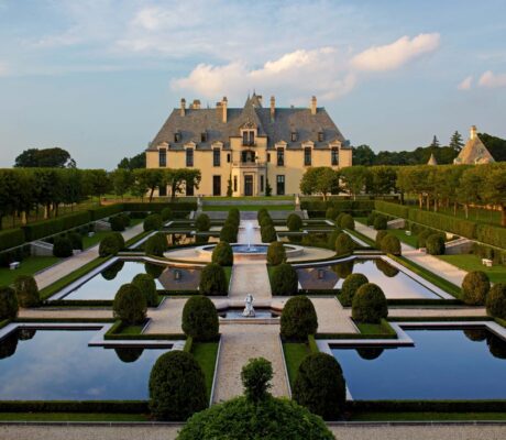 Oheka Castle and its formal gardens in Huntington, Long Island
