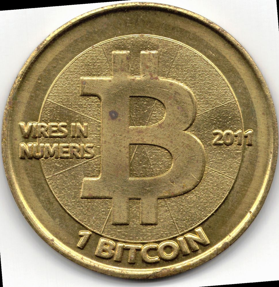 A physical Casascius bitcoin token