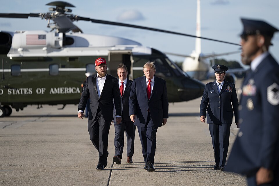 Archive: President Donald Trump at Joint Base Andrews, Maryland, October12,2026, not the Corpus Christi rally. Official White House photo by Joyce N. Boghosian, public domain; resized.