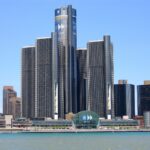 Detroit's Renaissance Center in May 2008 when it was GM's headquarters.