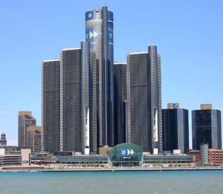 Detroit's Renaissance Center in May 2008 when it was GM's headquarters.