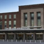 Archive photograph of the FDA entrance in Silver Spring, Maryland.