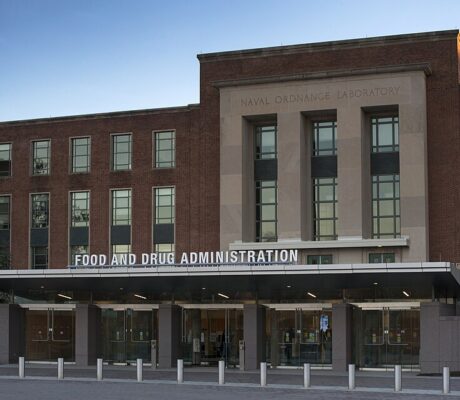 Archive photograph of the FDA entrance in Silver Spring, Maryland.