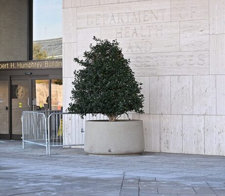 Entrance to HHS headquarters in Washington, February 2025 file photo