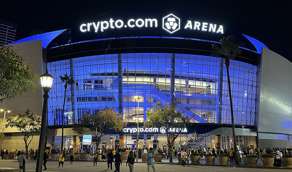 Crypto.com Arena exterior in Los Angeles in November2023, archive photograph