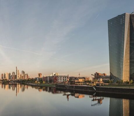 European Central Bank headquarters and Frankfurt skyline