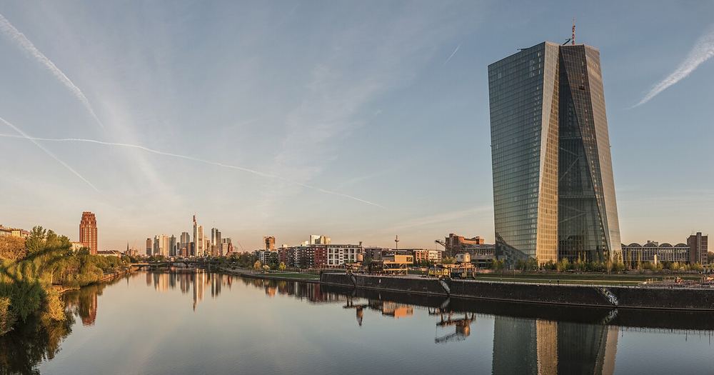European Central Bank headquarters and Frankfurt skyline