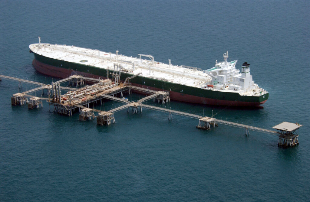 The oil tanker AbQaiq at a Gulf oil terminal.