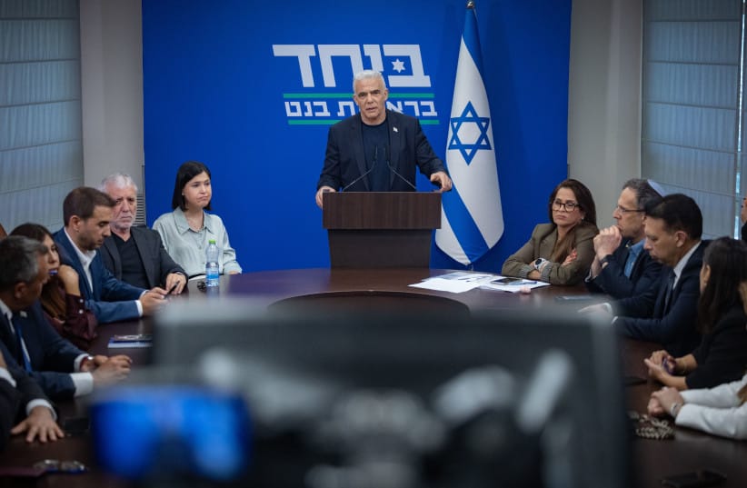Opposition leader and former prime minister Yair Lapid leads a faction meeting at the Knesset, the Israeli parliament in Jerusalem, on July 6, 2026. (credit: YONATAN SINDEL/FLASH90) Opposition leader and former prime minister Yair Lapid leads a faction meeting at the Knesset, the Israeli parliament in Jerusalem, on July 6, 2026. (credit: YONATAN SINDEL/FLASH90)
