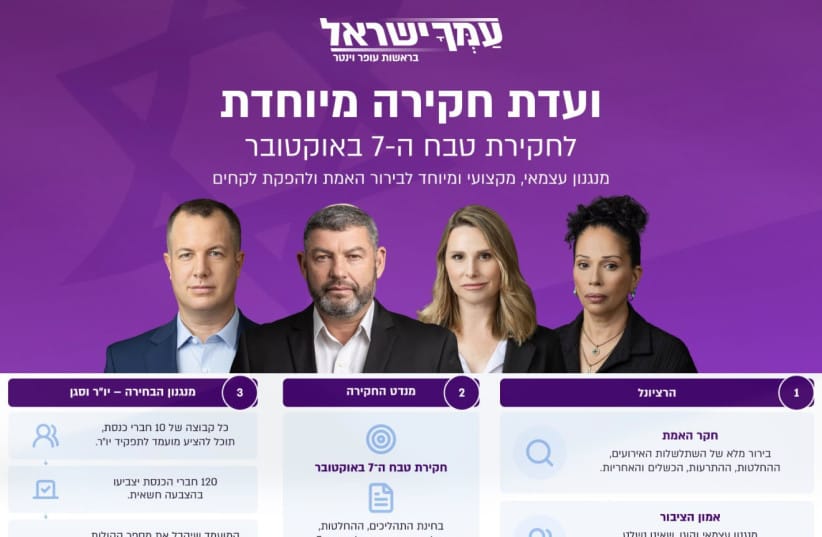 Proposal Infographic for a ''Special Commission of Inquiry'' into the October 7 Massacre by the People of Israel party, featuring Ofer Winter. (credit: People of Israel party)