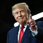Donald Trump gesturing during a 2024 campaign event