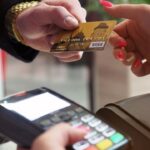 Archive photo of a card payment at a retail terminal, not identified as Adyen equipment