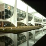 Palácio do Planalto, the presidential office in Brasília, at night